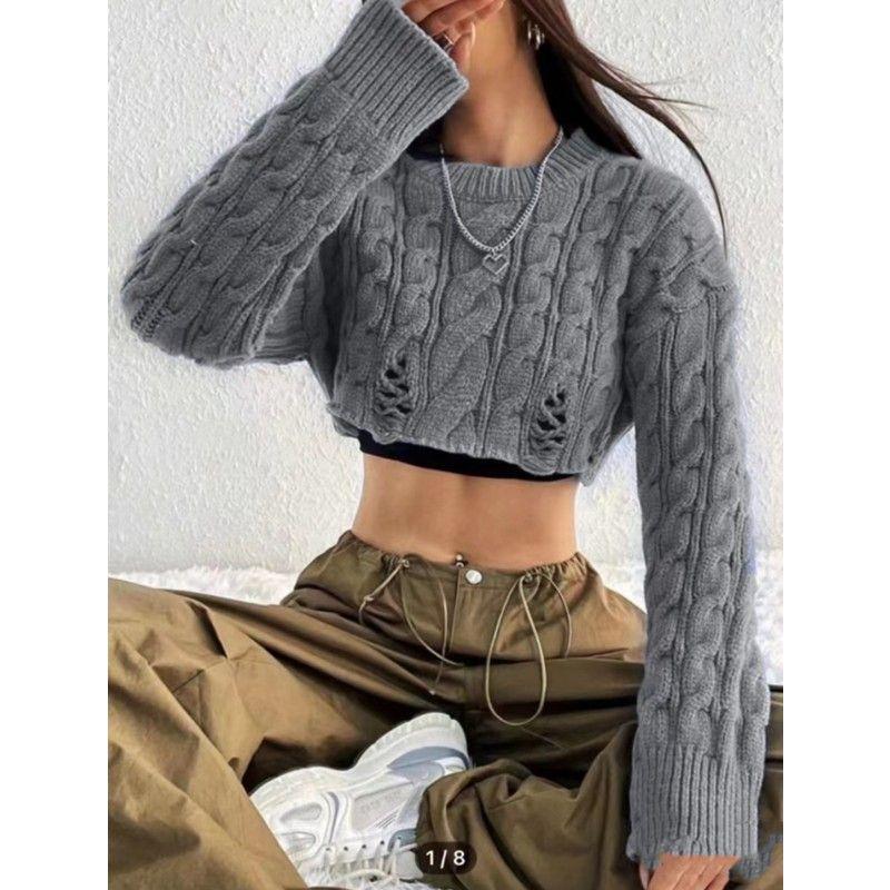 Autumn and Winter Fashion New Design Sense Fashion American Sexy round Neck Hemp Pattern High Waist Midriff-Baring Long Sleeve Tops Women Grey All yards
Autumn and Winter Fashion New Design Sense Fashion American Sexy round Neck Hemp Pattern High Waist Midriff-Baring Long Sleeve Tops Women Grey All yards