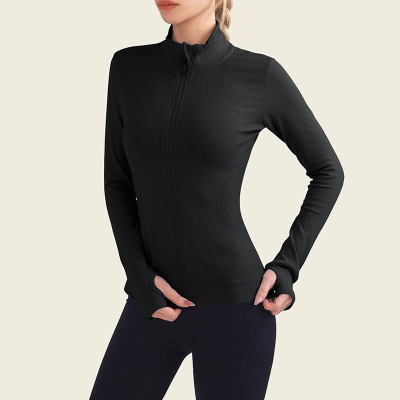 Женская бесшовная спортивная куртка на молнии - Топ с длинным рукавом для йоги и бега со стойкой Small чёрный
Женская бесшовная спортивная куртка на молнии - Топ с длинным рукавом для йоги и бега со стойкой Small чёрный