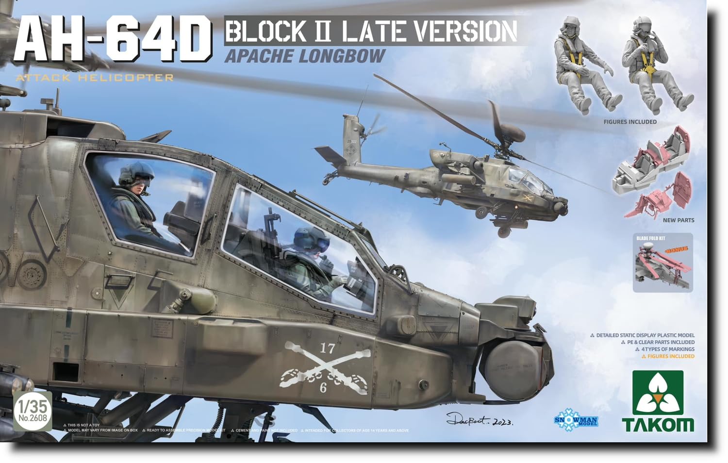 Takom Snowman Scale American Apache Longbow Attack Helicopter Block II Late Model Plastic Model Kit TKO2608 1/35 AH-64D
Takom Snowman Scale American Apache Longbow Attack Helicopter Block II Late Model Plastic Model Kit TKO2608 1/35 AH-64D