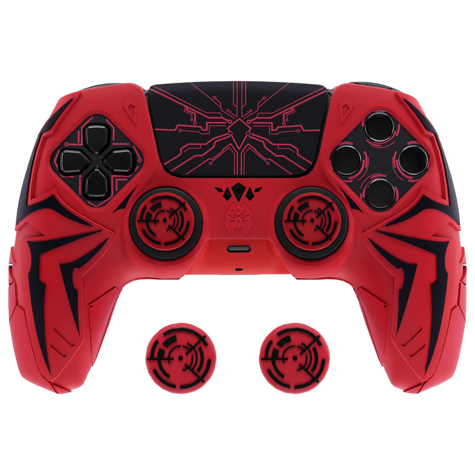Silicone protective cover for PlayVital ps5 cyber spider 2 thumb grip caps and 6 stickers with compatible with charging dock Red Black controller,
Silicone protective cover for PlayVital ps5 cyber spider 2 thumb grip caps and 6 stickers with compatible with charging dock Red Black controller,