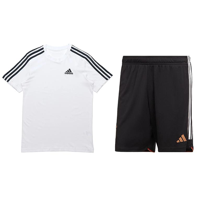 Adidas однотонная простая универсальная полосатая футболка с круглым вырезом и коротким рукавом с вышитым логотипом и микрологотипом, шорты, повседневный спортивный костюм GL3733+HJ9605 M
Adidas однотонная простая универсальная полосатая футболка с круглым вырезом и коротким рукавом с вышитым логотипом и микрологотипом, шорты, повседневный спортивный костюм GL3733+HJ9605 M