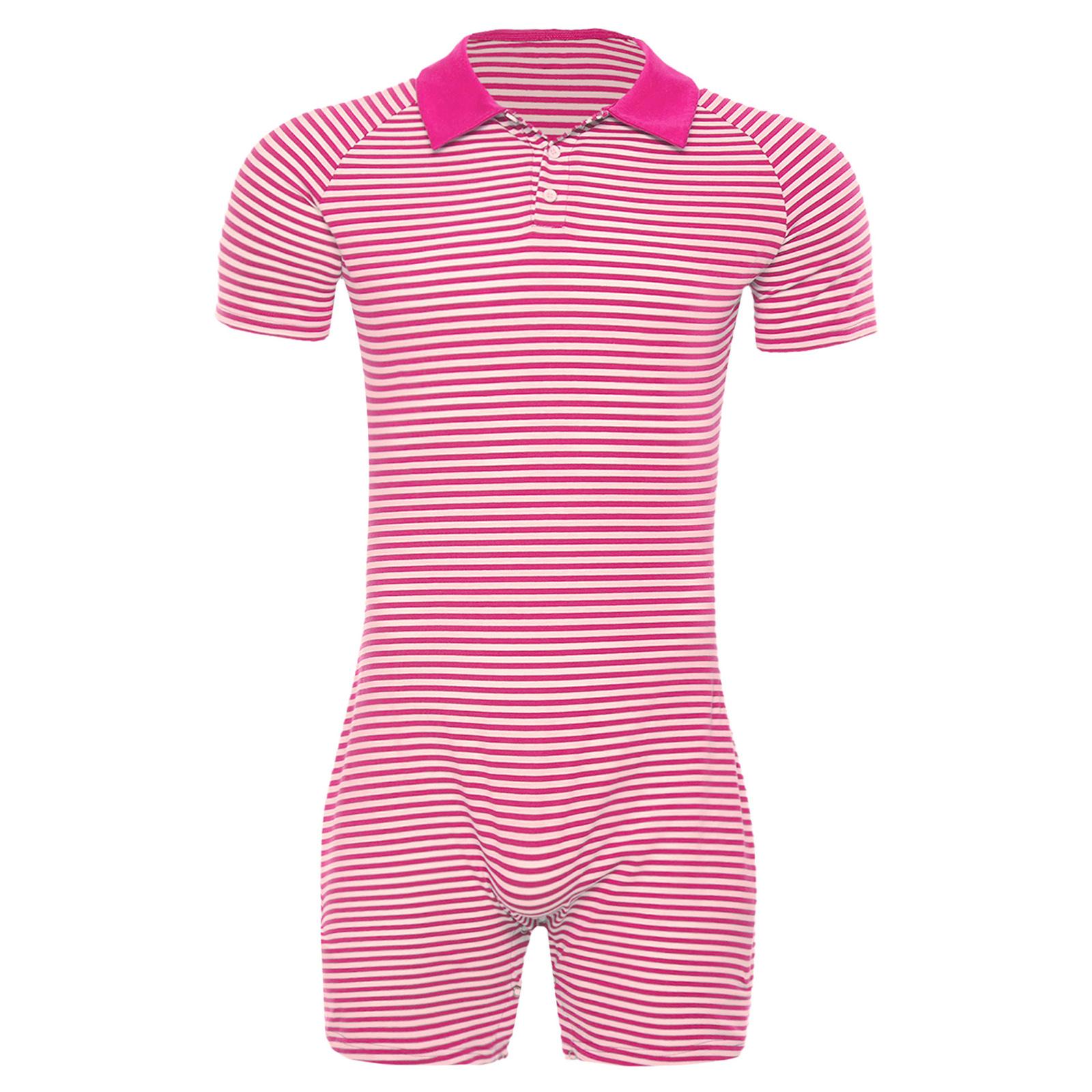 Mens Striped Pajamas Bodysuit Turn Down Collar Button V Neck Short Sleeve Button Crotch Homewear S рожевий
Mens Striped Pajamas Bodysuit Turn Down Collar Button V Neck Short Sleeve Button Crotch Homewear S рожевий