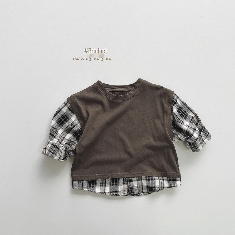 Детская клетчатая футболка с цветными блоками~2025 Весна/Осень Корейский стиль Мори Трендовая для мальчиков и девочек 120 cm
Детская клетчатая футболка с цветными блоками~2025 Весна/Осень Корейский стиль Мори Трендовая для мальчиков и девочек 120 cm