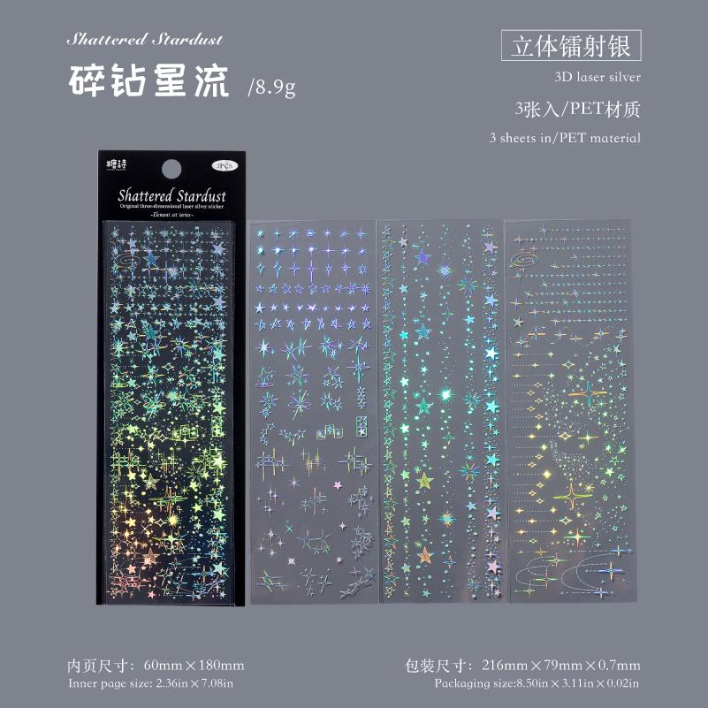 3sheets Element Collection Series Kawaii PET Laser Silver Stickers DIY Diary Phone Case Handmade Scrapbook Aesthetic Stickers
3sheets Element Collection Series Kawaii PET Laser Silver Stickers DIY Diary Phone Case Handmade Scrapbook Aesthetic Stickers
