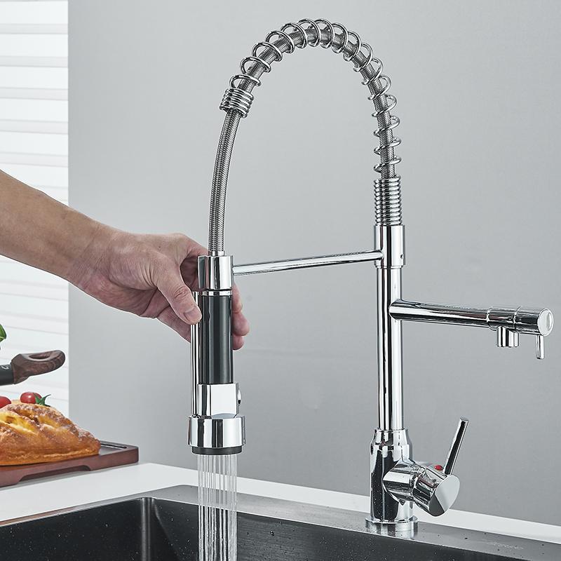Brushed Nickel Brass Pulling Kitchen Sink Faucets Dual Outlet Water-Cold Hot Washing Basin Tap Deck Mounted Spring Mixer Taps
Brushed Nickel Brass Pulling Kitchen Sink Faucets Dual Outlet Water-Cold Hot Washing Basin Tap Deck Mounted Spring Mixer Taps