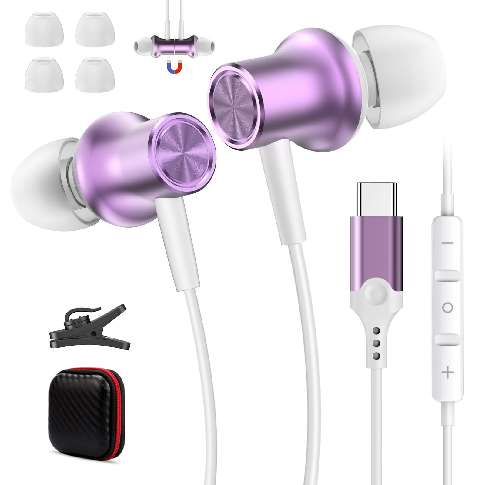 ASKUBSKU Type-C Wired Earphones with Mic, Metal Shell Magnetic Design, In-Ear USB Type-C Earbuds, HiFi Sound Quality, Clear Calls, Volume Control,
ASKUBSKU Type-C Wired Earphones with Mic, Metal Shell Magnetic Design, In-Ear USB Type-C Earbuds, HiFi Sound Quality, Clear Calls, Volume Control,