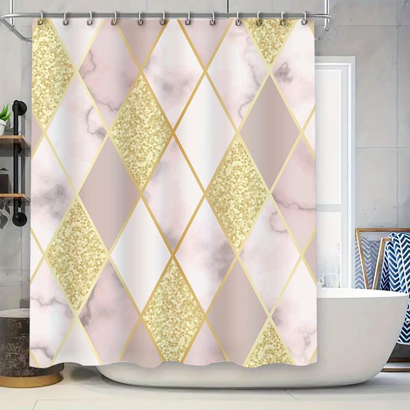 Modern Decorative Shower Curtain Set Pink Marble Gold Glitter Geometric Pattern Bath Rug Tassel Waterproof Liner Bathroom Window W60H190(CM)-1 Pcs
Modern Decorative Shower Curtain Set Pink Marble Gold Glitter Geometric Pattern Bath Rug Tassel Waterproof Liner Bathroom Window W60H190(CM)-1 Pcs