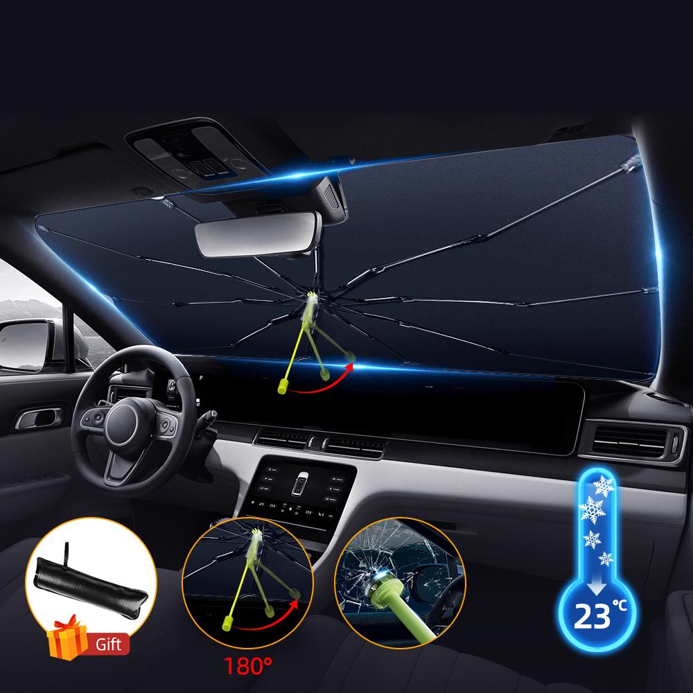 New Car Sunshade Umbrella Foldable Car Windshield Sun Shade Umbrella with Emergency Safety Hammer UV Protection Heat
New Car Sunshade Umbrella Foldable Car Windshield Sun Shade Umbrella with Emergency Safety Hammer UV Protection Heat
