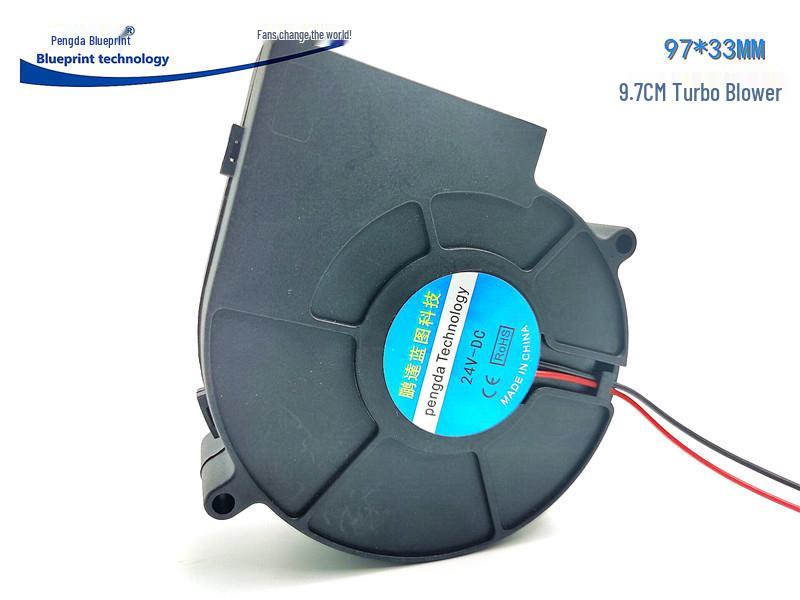 New Pengda 9733 9.7CM High Air Volume 24V 0.26A Centrifugal Turbine Blower for Heat Dissipation
New Pengda 9733 9.7CM High Air Volume 24V 0.26A Centrifugal Turbine Blower for Heat Dissipation