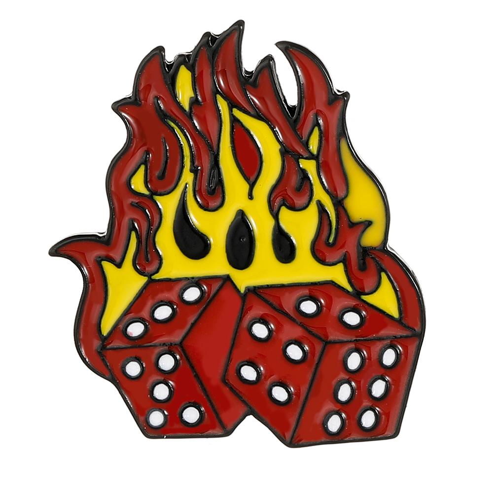 Funny Fire Dice Design Enamel Brooches Red Yellow Colors Metal Pins Backpack Bag Wallet Badge Accessories
Funny Fire Dice Design Enamel Brooches Red Yellow Colors Metal Pins Backpack Bag Wallet Badge Accessories