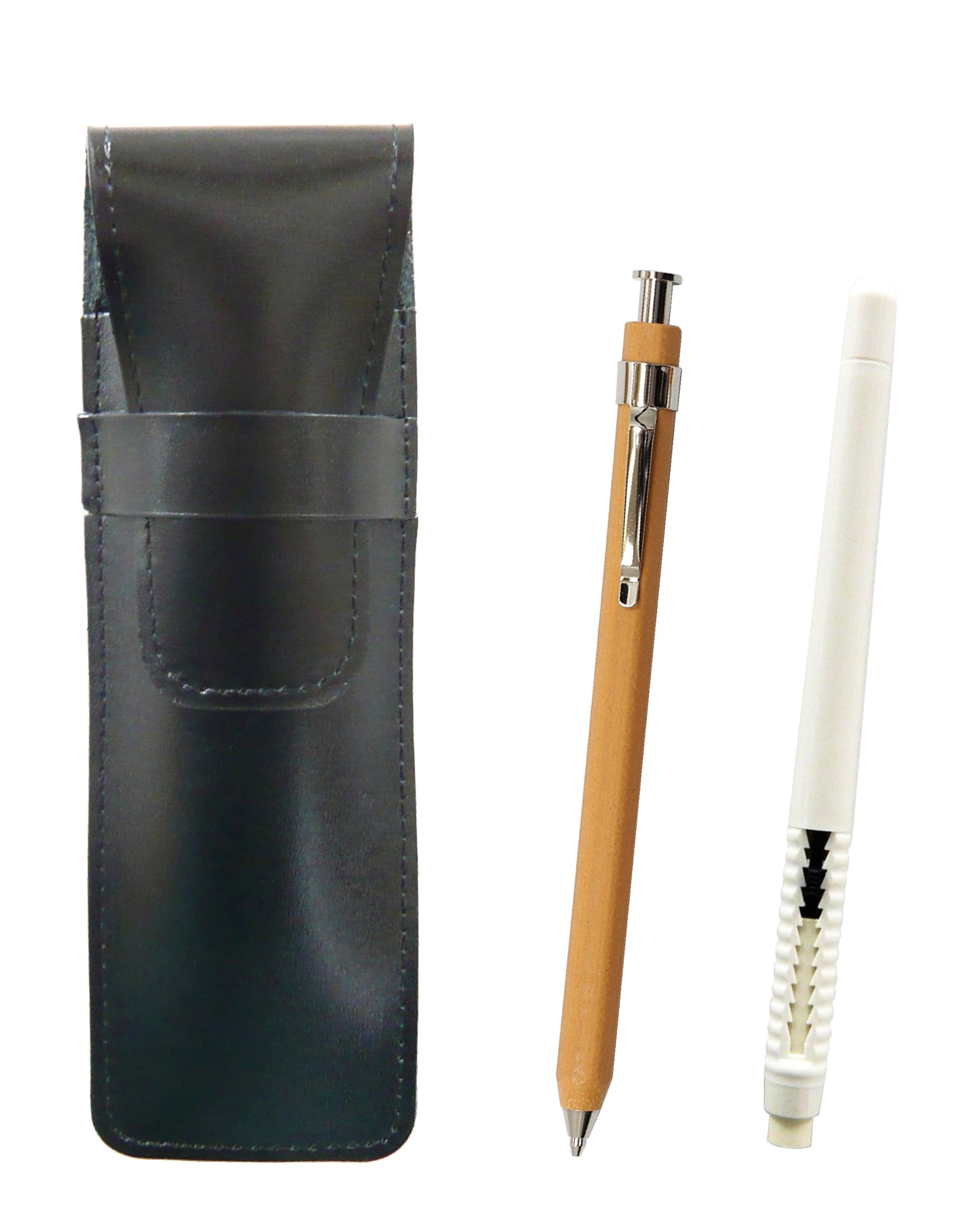 Slim cowhide pencil case black eraser white and wood powder mechanical pencil pen-shaped T23-ASBMC46W-FB116
Slim cowhide pencil case black eraser white and wood powder mechanical pencil pen-shaped T23-ASBMC46W-FB116
