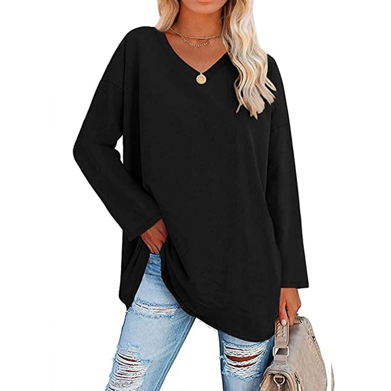 Women s And Winter T-shirt Fashion Loose Womens Top Color Loose Drop Shoulder Sleeve V-Neck Long Sleeve Top M чёрный
Women s And Winter T-shirt Fashion Loose Womens Top Color Loose Drop Shoulder Sleeve V-Neck Long Sleeve Top M чёрный