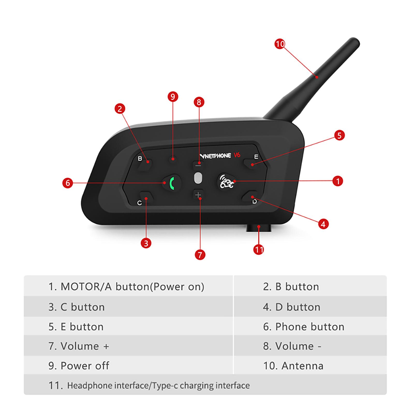Vnetphone V6 New Upgrade 6 Rider Motorcycle Helmet Intercom Bluetooth Headset Communicator with EUC Remote Control Waterproof 65
Vnetphone V6 New Upgrade 6 Rider Motorcycle Helmet Intercom Bluetooth Headset Communicator with EUC Remote Control Waterproof 65