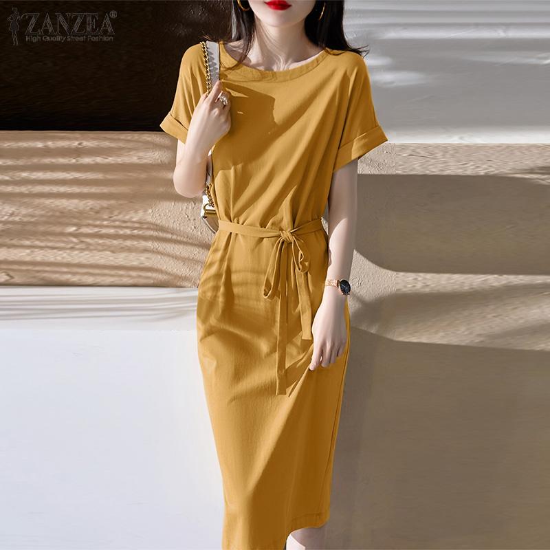 ZANZEA Женщины O-образный вырез Короткое рукавное платье Сплошной цвет Лето Slim Fit Midi Платье
ZANZEA Женщины O-образный вырез Короткое рукавное платье Сплошной цвет Лето Slim Fit Midi Платье