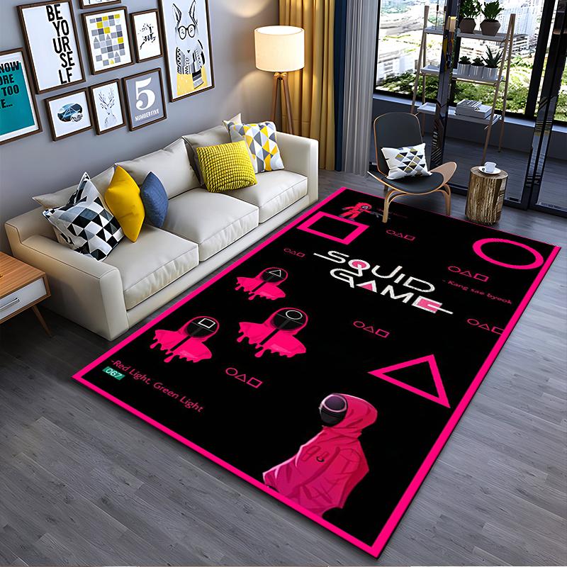 Squid Game Carpet with Pink Guards and Geometric Symbols Design Suitable for use as an anti-slip for living room bedroom sofas 40x60cm( 15x23in )
Squid Game Carpet with Pink Guards and Geometric Symbols Design Suitable for use as an anti-slip for living room bedroom sofas 40x60cm( 15x23in )