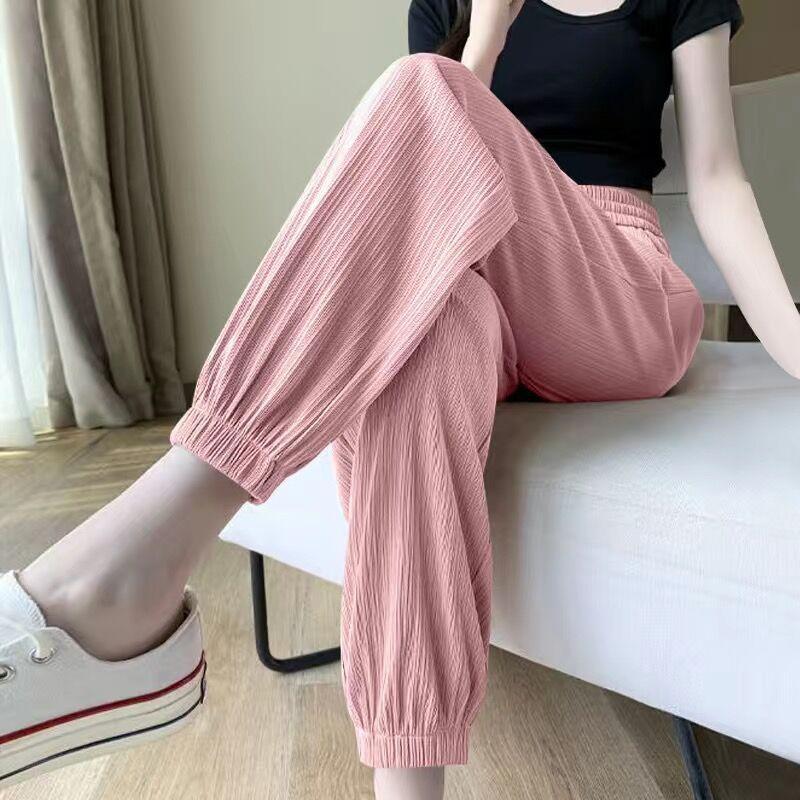 Women s Ice Silk Sports Pants, New Summer Thin New Pink Tying Feet, High Waist, Slimming, Drooping and Versatile Casual Pants 4XL
Women s Ice Silk Sports Pants, New Summer Thin New Pink Tying Feet, High Waist, Slimming, Drooping and Versatile Casual Pants 4XL