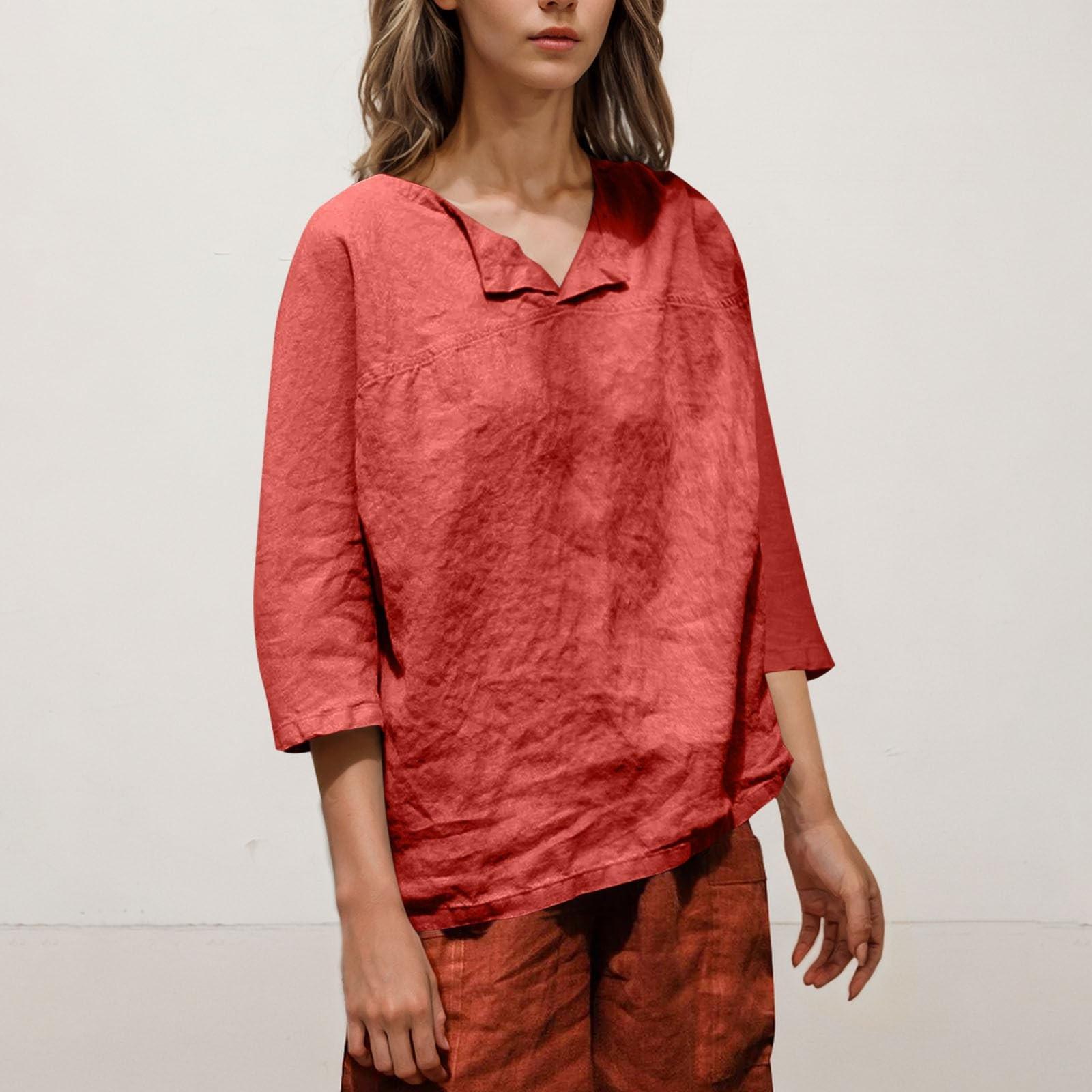 Women s Linen Shirt V Neck Tops Solid Color Casual Loose Tunic Shirt L червоний
Women s Linen Shirt V Neck Tops Solid Color Casual Loose Tunic Shirt L червоний