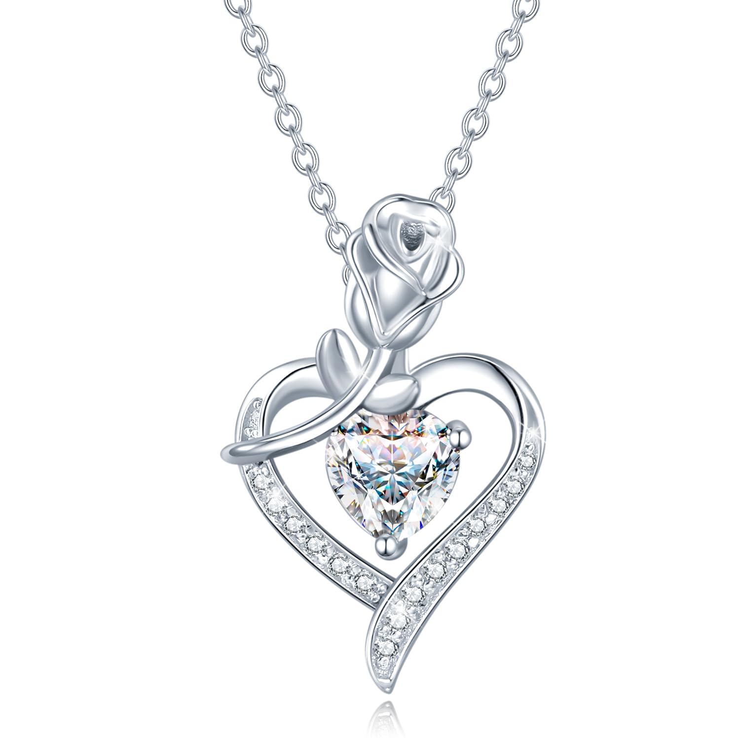Necklace AAAAA Grade Zirconia April Birthstone Rose Motif Heart Necklace Silver Amulet Jewelry Accessories Birthday Anniversary Present Wrapping
Necklace AAAAA Grade Zirconia April Birthstone Rose Motif Heart Necklace Silver Amulet Jewelry Accessories Birthday Anniversary Present Wrapping