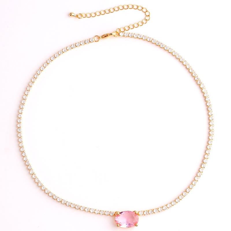 Luxury Oval Pendent 18K Gold Plated CZ Tennis Chain Pink 3A Zircon Paved Crystal Chain Choker Necklace For Women Jewelry Gift
Luxury Oval Pendent 18K Gold Plated CZ Tennis Chain Pink 3A Zircon Paved Crystal Chain Choker Necklace For Women Jewelry Gift