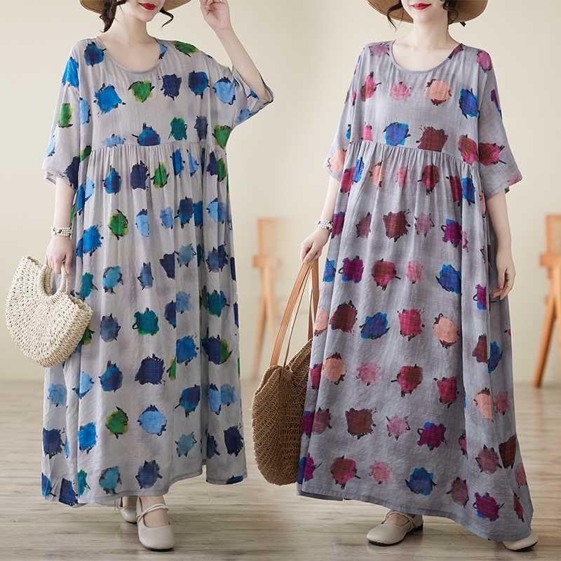 Summer Literary and Retro Cotton and Linen Printed Dress Round Neck Short-sleeved Bohemian Casual Foreign Trade Beach Dress one size fits all
Summer Literary and Retro Cotton and Linen Printed Dress Round Neck Short-sleeved Bohemian Casual Foreign Trade Beach Dress one size fits all