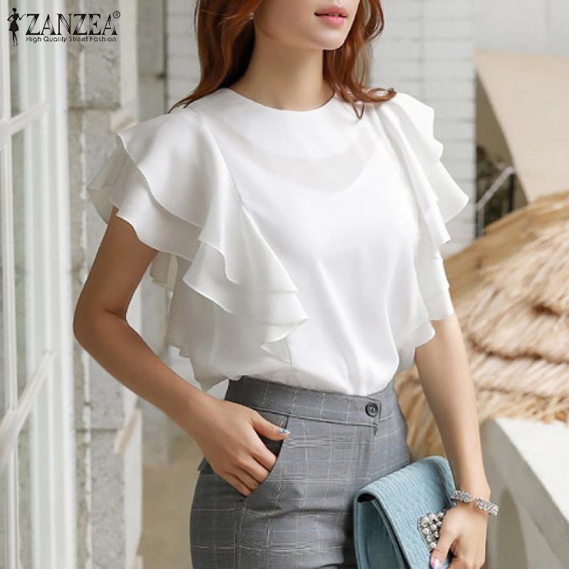 ZANZEA Женская блузка с короткими рукавами и круглым вырезом с рюшами 3XL белый
ZANZEA Женская блузка с короткими рукавами и круглым вырезом с рюшами 3XL белый