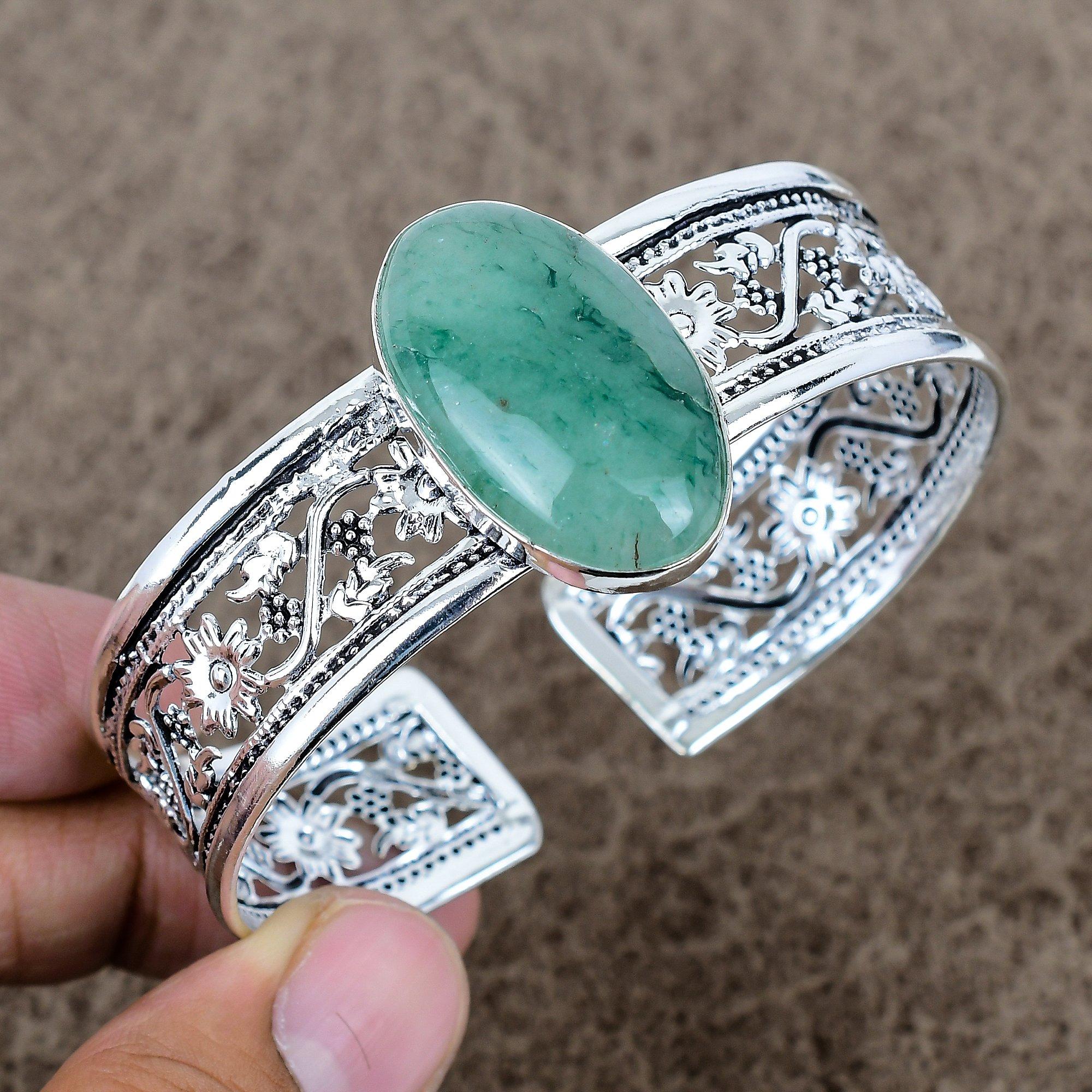 Green Apatite Gemstone Handmade 925 Sterling Silver Cuff Bangle Adjustable KKG-771
Green Apatite Gemstone Handmade 925 Sterling Silver Cuff Bangle Adjustable KKG-771