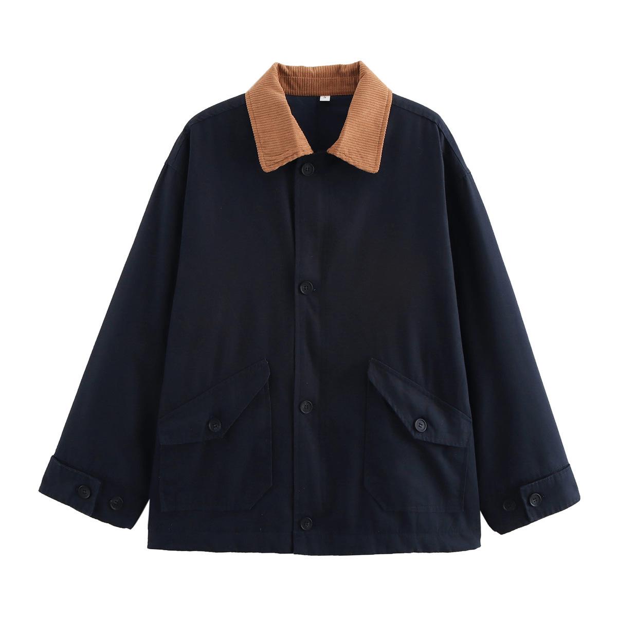 European & American Women s Fashion Lapel Long Sleeve Canvas Jacket Medium темно-синього кольору
European & American Women s Fashion Lapel Long Sleeve Canvas Jacket Medium темно-синього кольору