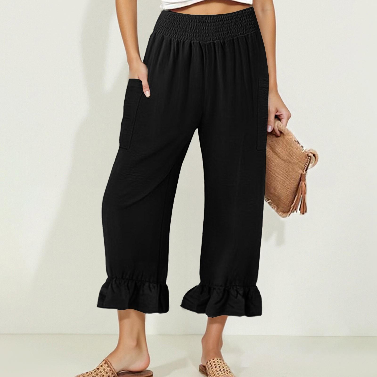 Женские повседневные брюки с высокой талией, однотонные, тренировочные брюки длиной 3/4 S чёрный
Женские повседневные брюки с высокой талией, однотонные, тренировочные брюки длиной 3/4 S чёрный