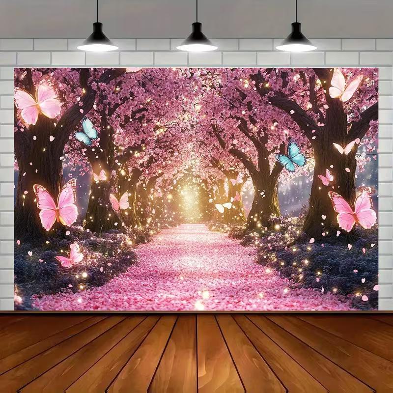 2D Fantasy Garden Tapestry, 2D Flat Printing Glowing Sakura Avenue with Butterflies and Falling Petals Background Cloth 47.2x31.5inch/120*80cm
2D Fantasy Garden Tapestry, 2D Flat Printing Glowing Sakura Avenue with Butterflies and Falling Petals Background Cloth 47.2x31.5inch/120*80cm