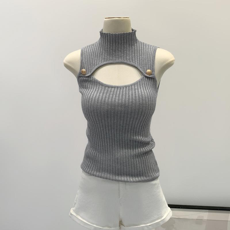Women s Summer 2026 Slim Fit Knitted Sleeveless Camisole with Semi-High Neck & Metal Buckle. Medium серый
Women s Summer 2026 Slim Fit Knitted Sleeveless Camisole with Semi-High Neck & Metal Buckle. Medium серый