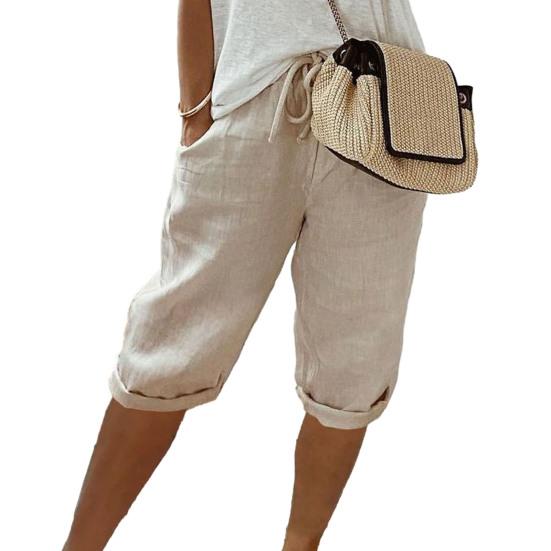 Casual Pants with Pockets Breathable Elastic Waist Solid Color Vintage Style Loose Drawstring Knee-length Pants for Lady L хакі
Casual Pants with Pockets Breathable Elastic Waist Solid Color Vintage Style Loose Drawstring Knee-length Pants for Lady L хакі