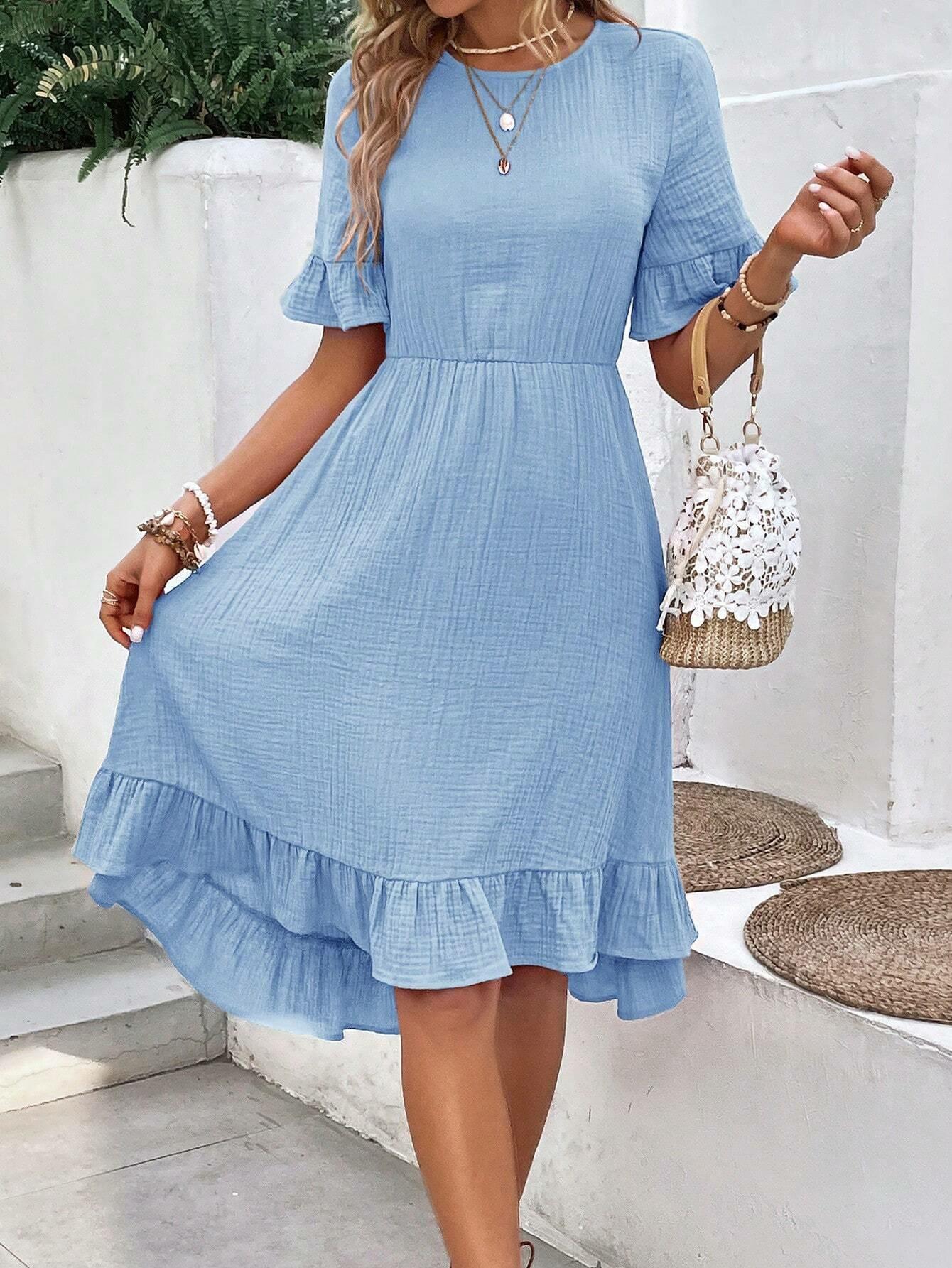 Элегантное светло-зеленое платье с цветочным принтом, рукавами и подолом с оборками, повседневное летнее платье для женщин S небесно-голубой
Элегантное светло-зеленое платье с цветочным принтом, рукавами и подолом с оборками, повседневное летнее платье для женщин S небесно-голубой