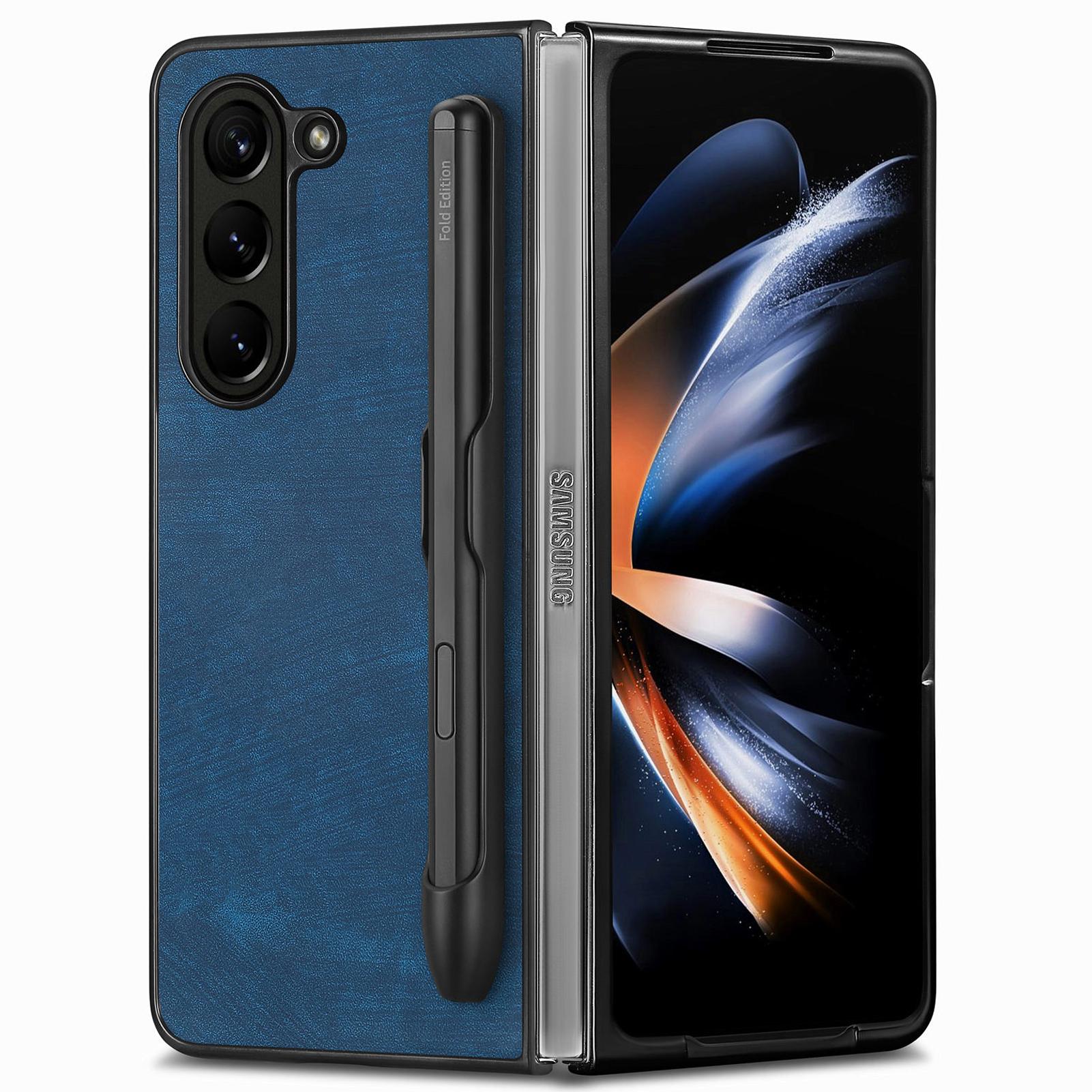 For Samsung Galaxy Z Fold6 5G Case Retro PU Leather+PC Cover with Pen Slot Blue 
For Samsung Galaxy Z Fold6 5G Case Retro PU Leather+PC Cover with Pen Slot Blue