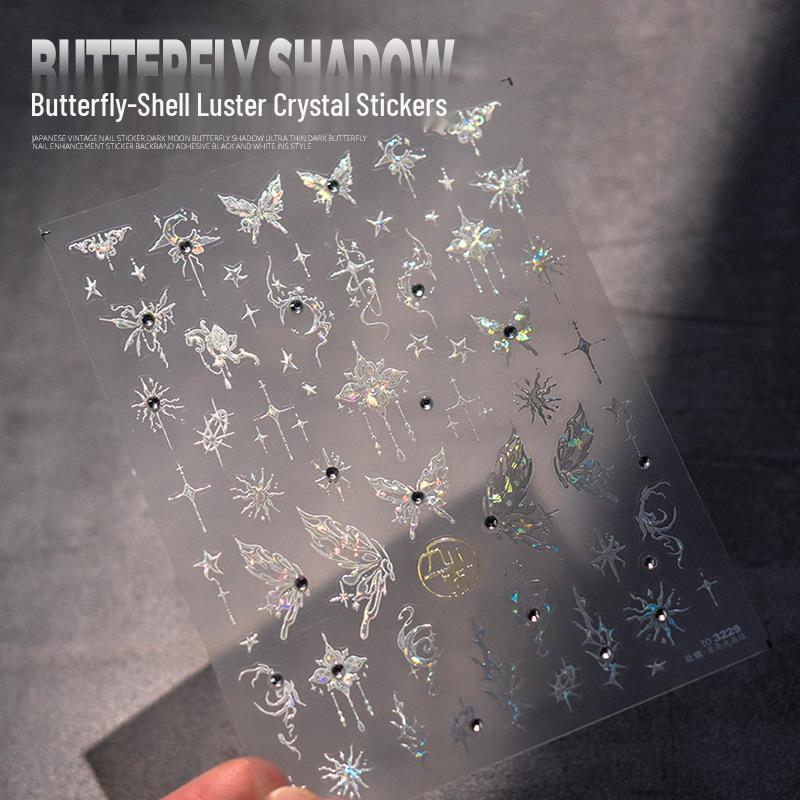 Crystal Diamond Nail Art: Retro Japanese Stickers with Embossed Liquid Butterflies and Light-Changing Shell Decorations
Crystal Diamond Nail Art: Retro Japanese Stickers with Embossed Liquid Butterflies and Light-Changing Shell Decorations