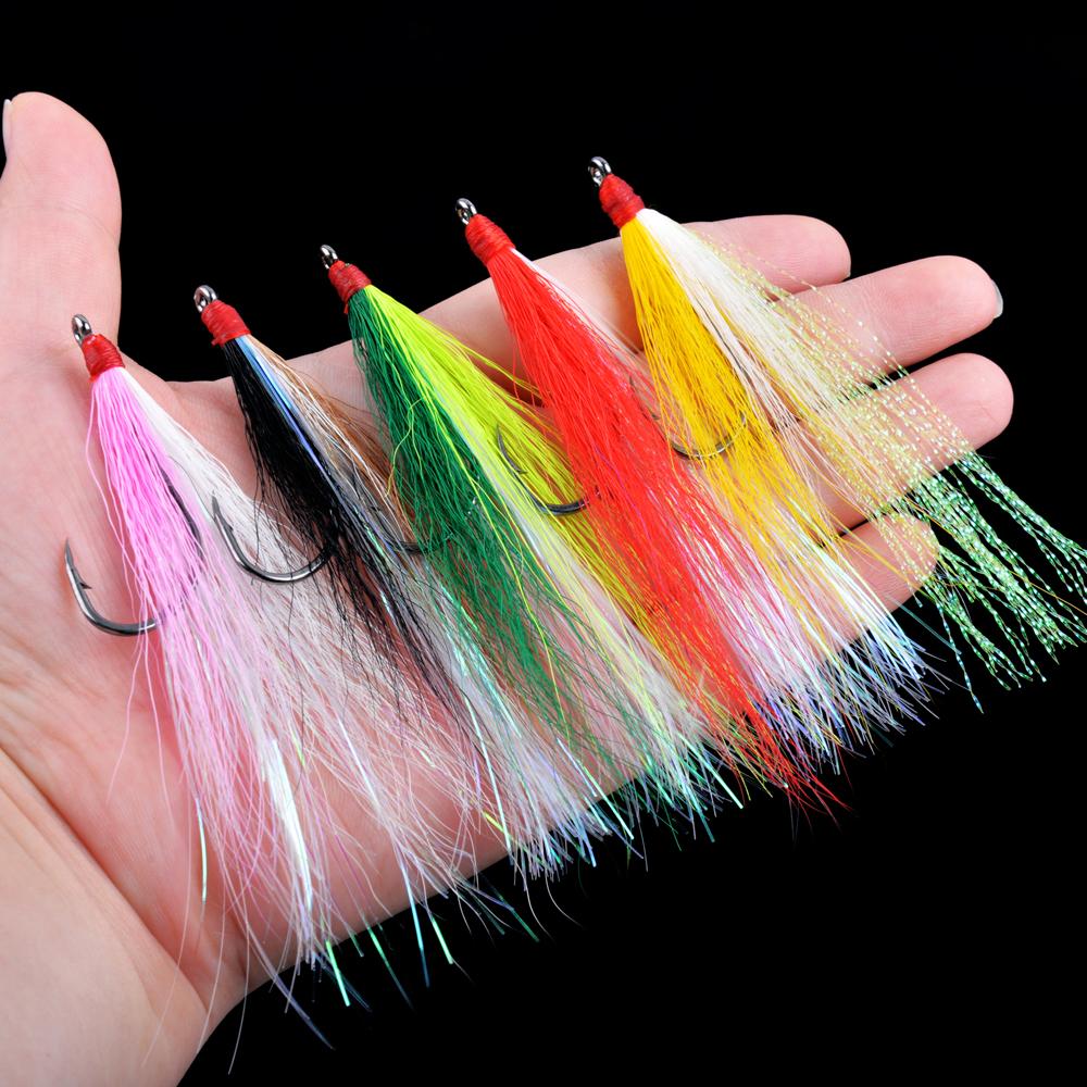 5Pcs Bucktail Teasers Fishing Hook Saltwater Fishing Lures Rig High Carbon Steel Fishing Jig Hooks For Salmon Trout Bass
5Pcs Bucktail Teasers Fishing Hook Saltwater Fishing Lures Rig High Carbon Steel Fishing Jig Hooks For Salmon Trout Bass