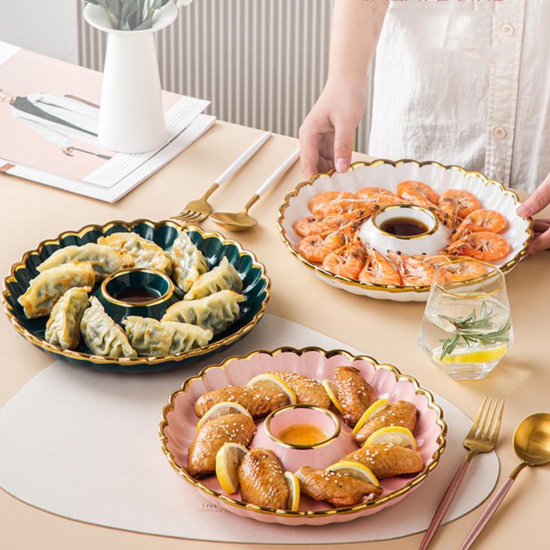Круглая тарелка для закусок с соусницей, керамическая тарелка для пельменей, фарфор Пномпень, столовая посуда, блюдо для салата, суши, кухонные принадлежности для дома
Круглая тарелка для закусок с соусницей, керамическая тарелка для пельменей, фарфор Пномпень, столовая посуда, блюдо для салата, суши, кухонные принадлежности для дома