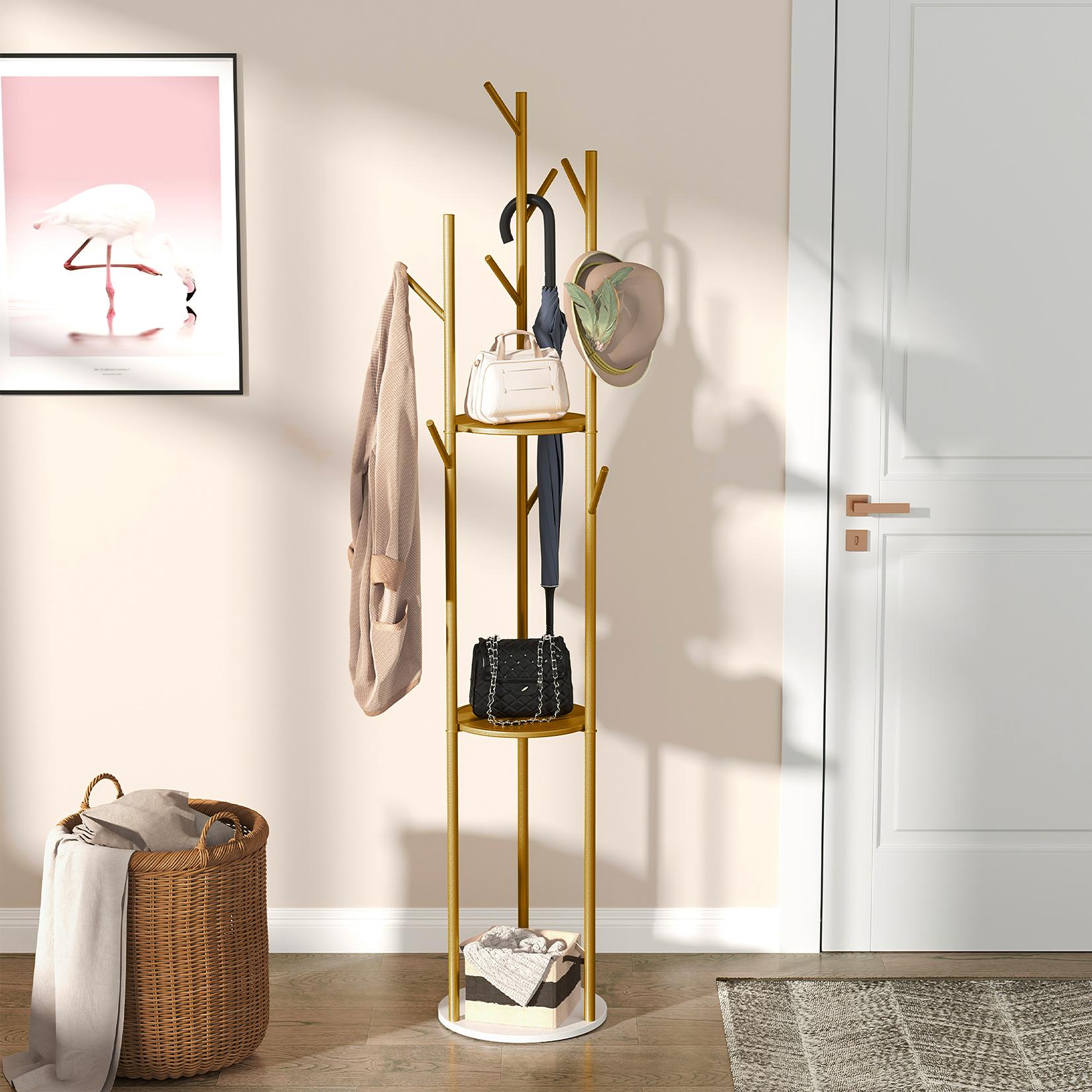 Heavy Duty Metal Coat Rack Stand Clothes Hanger Hall Tree with 3 Storage Shelves 9 Hooks and Marble Base
Heavy Duty Metal Coat Rack Stand Clothes Hanger Hall Tree with 3 Storage Shelves 9 Hooks and Marble Base