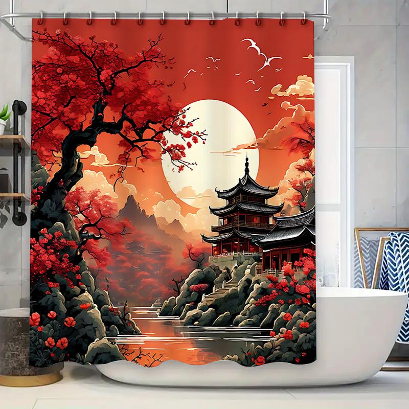 Stylish Japanese Landscape Shower Curtain - Vibrant Autumn Scenery With Traditional Pagoda And Cherry Blossoms Elevate Space W60H190(CM)-1 Pcs
Stylish Japanese Landscape Shower Curtain - Vibrant Autumn Scenery With Traditional Pagoda And Cherry Blossoms Elevate Space W60H190(CM)-1 Pcs