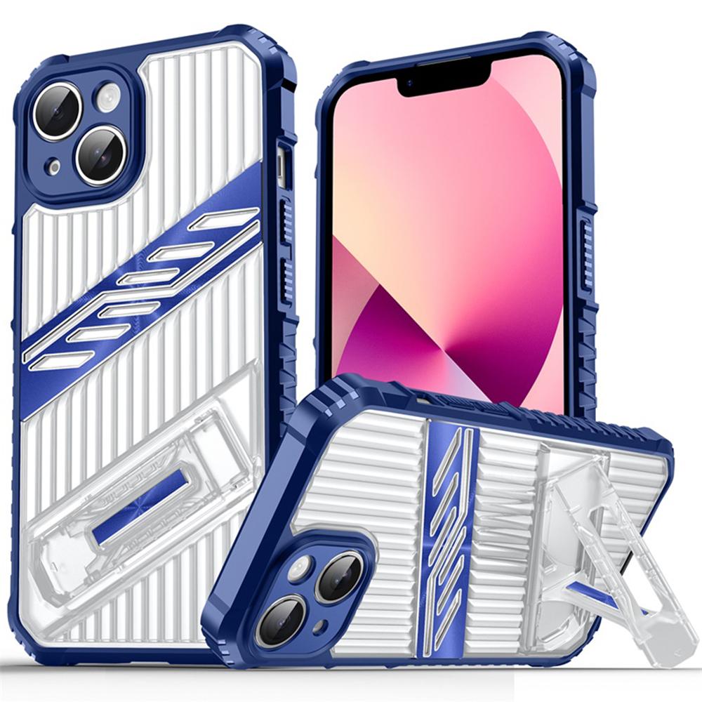 For iPhone 13 Case Folding Kickstand PC+TPU Anti Drop Phone Cover Navy Blue
For iPhone 13 Case Folding Kickstand PC+TPU Anti Drop Phone Cover Navy Blue