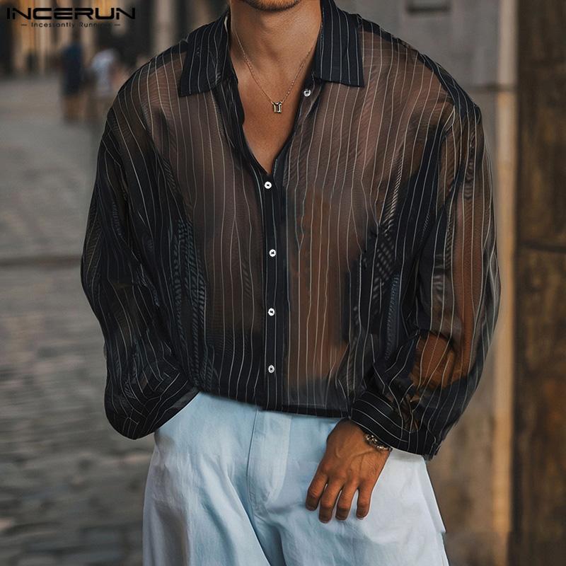 INCERUN Oversized Summer Men Lapel Neck Long Sleeve Striped See Through Casual Shirts 5XL абрикосовий
INCERUN Oversized Summer Men Lapel Neck Long Sleeve Striped See Through Casual Shirts 5XL абрикосовий