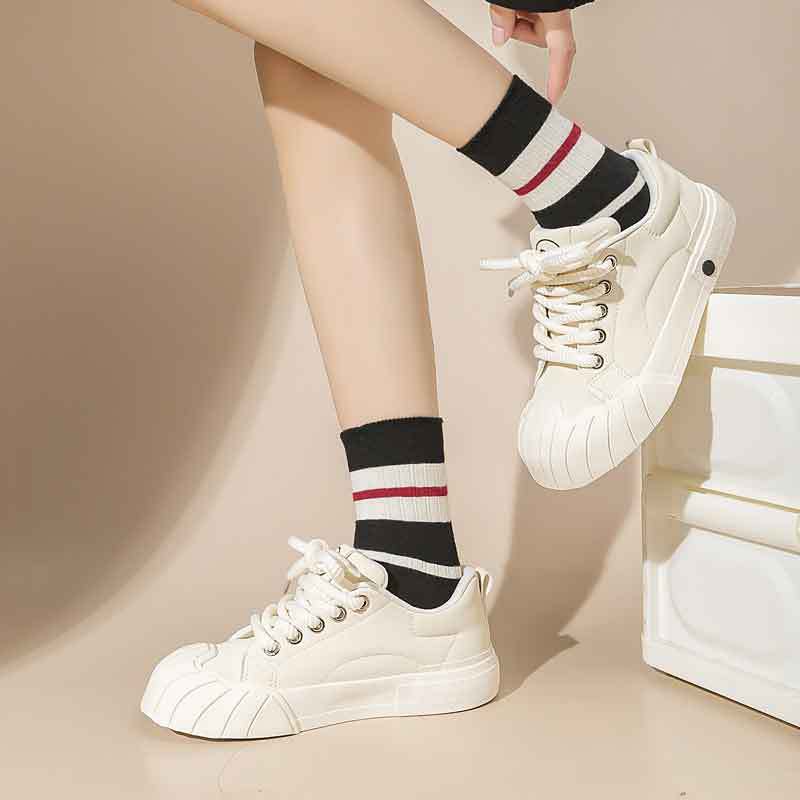Cream shell head little white shoes thick sole niche chic trend Korean version of student board shoes 36
Cream shell head little white shoes thick sole niche chic trend Korean version of student board shoes 36