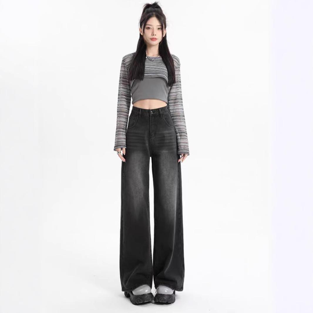 Women s Black Wide Leg Jeans for Pear-Shaped, High Waist Slimming Loose Straight Leg, Floor-Length Trousers for Spring and Autumn. XS
Women s Black Wide Leg Jeans for Pear-Shaped, High Waist Slimming Loose Straight Leg, Floor-Length Trousers for Spring and Autumn. XS