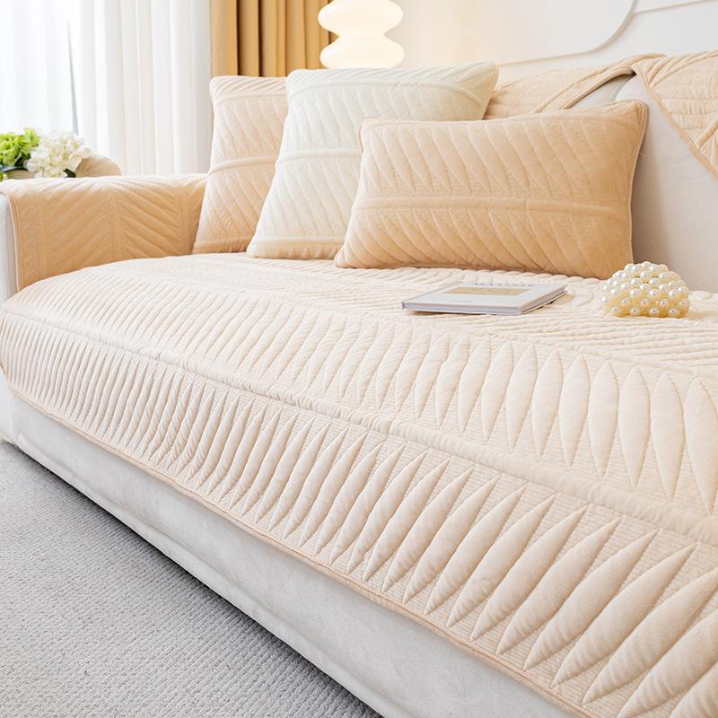 Французский кремовый стиль плюшевая противоскользящая подушка для сиденья зимний утолщенный теплый чехол для дивана ткань 70x70cm шампанского