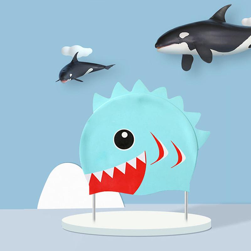 Милая мультяшная шапочка для плавания из силикона с рыбкой и динозавриком для детей, защита ушей, шапочка для плавания для мальчиков, девочек, детей, аксессуары для бассейна as the picture