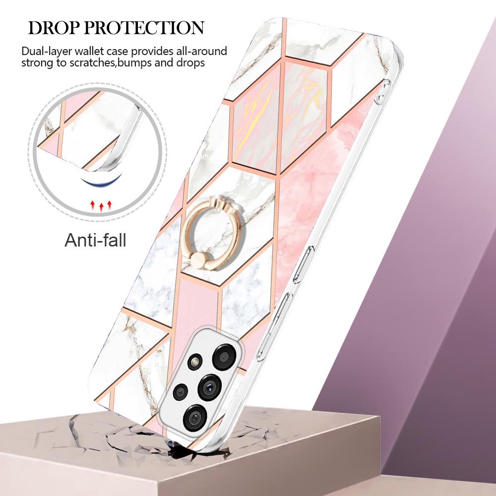 For Samsung Galaxy A53 5G Back Cover with Ring Kickstand Splicing Marble Pattern TPU Case Pink/White
For Samsung Galaxy A53 5G Back Cover with Ring Kickstand Splicing Marble Pattern TPU Case Pink/White