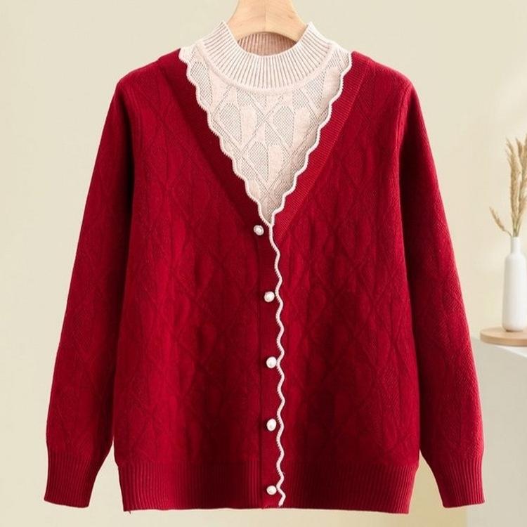 Middle-aged Women s New Fake Two-piece Sweater Top Short Knitted Sweater Mother Autumn Clothes Fashionable Middle-aged and Elderly Base Shirt XL красный
Middle-aged Women s New Fake Two-piece Sweater Top Short Knitted Sweater Mother Autumn Clothes Fashionable Middle-aged and Elderly Base Shirt XL красный
