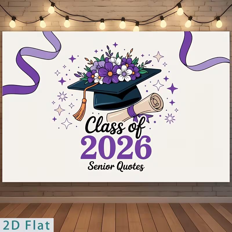 2D Graduation Photography Backdrop Class of 2026 with Purple Floral Cap Background 47.2x31.5inch/120*80cm
2D Graduation Photography Backdrop Class of 2026 with Purple Floral Cap Background 47.2x31.5inch/120*80cm