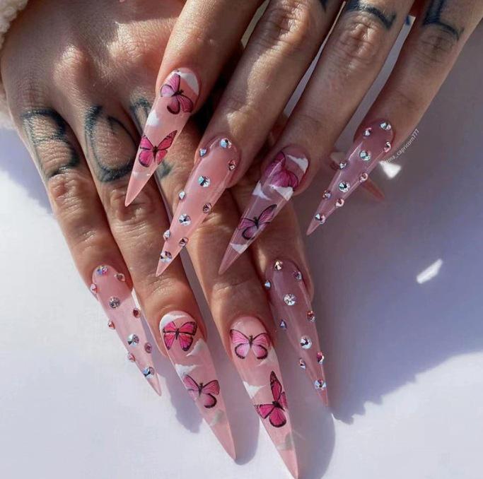 24-Piece Pink Butterfly Glitter Press-On Nail Set - Medium-Long Removable Fake Nail Tips Black Jelly Glue + File (Shein)
24-Piece Pink Butterfly Glitter Press-On Nail Set - Medium-Long Removable Fake Nail Tips Black Jelly Glue + File (Shein)