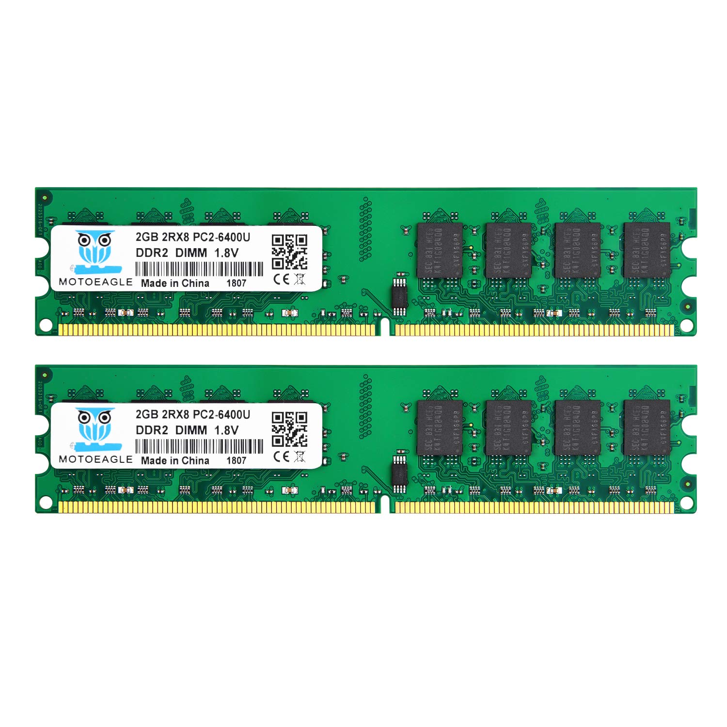 DDR2 800 4GB x Desktop PC Memory 2Rx8 240 Pin CL6 DIMM Compatible PC2-6400 (2GB 2) 1.8V Non-ECC
DDR2 800 4GB x Desktop PC Memory 2Rx8 240 Pin CL6 DIMM Compatible PC2-6400 (2GB 2) 1.8V Non-ECC