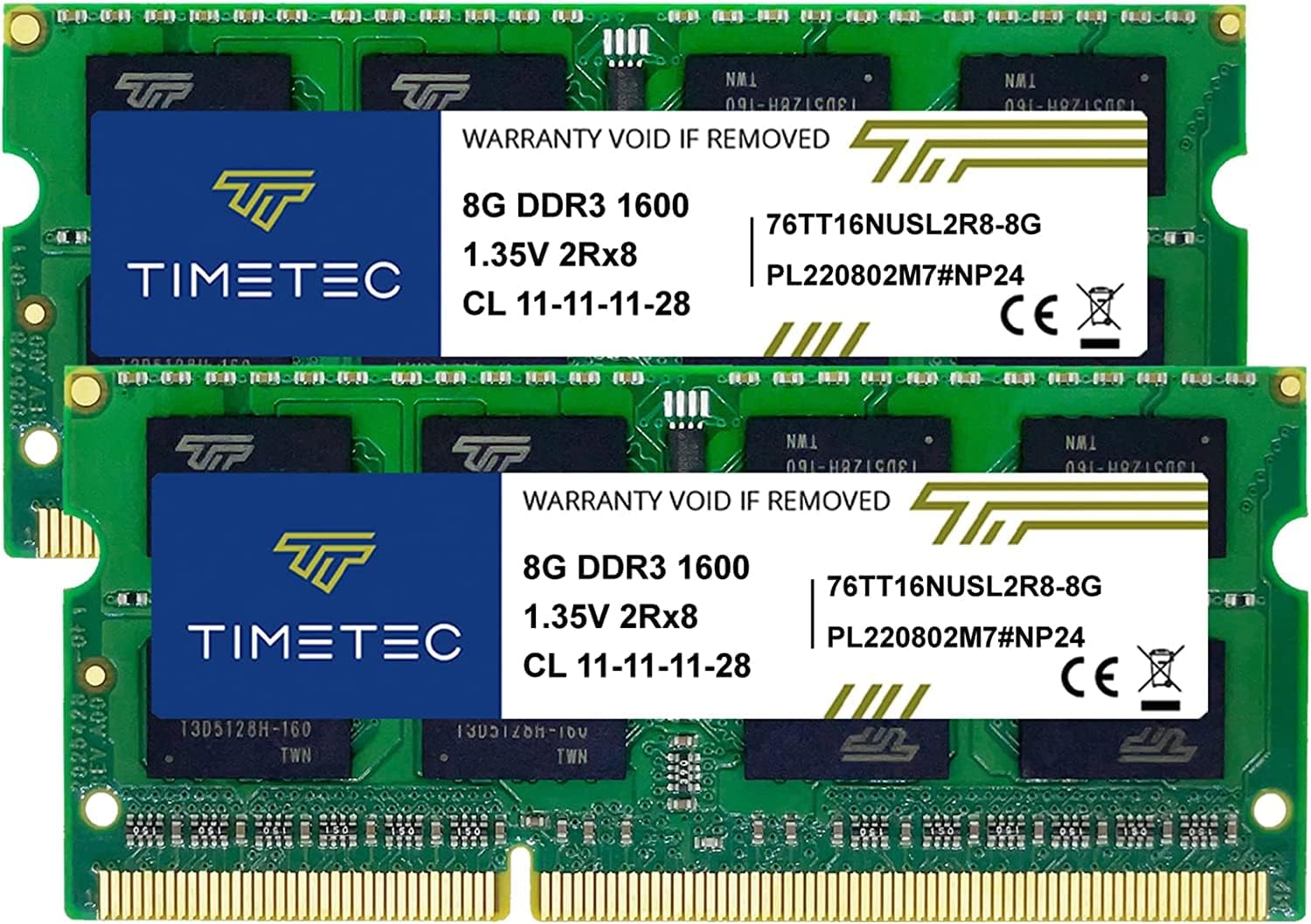 Timetec Premium Laptop Memory 16GB KIT (8GB x 2) DDR3L / DDR3 1600MHz PC3L-12800 / PC3-12800 Non-ECC 1.35V / 1.5V CL11 2Rx8 SODIMM
Timetec Premium Laptop Memory 16GB KIT (8GB x 2) DDR3L / DDR3 1600MHz PC3L-12800 / PC3-12800 Non-ECC 1.35V / 1.5V CL11 2Rx8 SODIMM